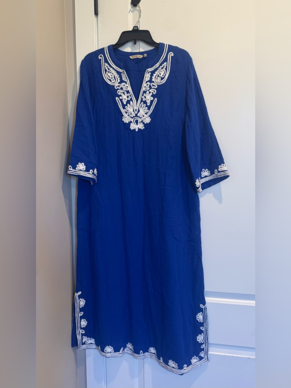 Soft Surroundings Royal Blue Embroidered Maxi Dress